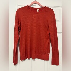 Lululemon Long Sleeve Seamless Top Orange Red Ventilated Size 8